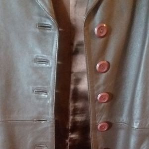 Mardini Misses Leather coat,brown,sz large.